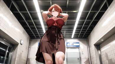 Redhead Anime Babe Gets Pounded Doggy in Subway & Begs for More