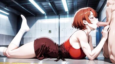 Redhead Anime Babe Gets Pounded Doggy in Subway & Begs for More