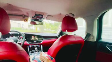 REVERSE COWGIRL CAR BLOWJOB WITH DEEPTHROAT THRUSTS
