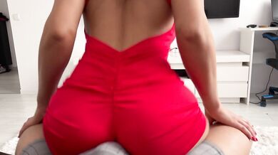 Made Step Brother Hard with my big Ass in yoga pants on his Cock Humping on sofa