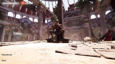 Lara Croft woke up a statue and now Lara is being fucked in every hole in front of 1,000 spectators.