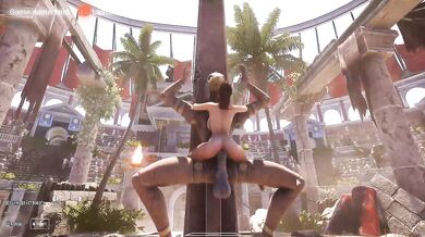 Lara Croft didn't expect to be fucked by a giant statue with a giant dick in front of 1,000 people.