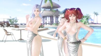 Dead or Alive Xtreme Venus Vacation Sayuri Nanami and Kanna Soiree Dore Dress Nude Mod Fanservice Appreciation