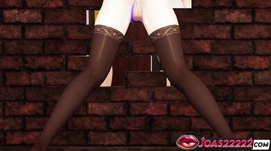 Nishioka Ayano Uncensored 3D Hentai: Hot Redhead Stockings Handjob, Blowjob & Glory Hole Cum Facial Animation