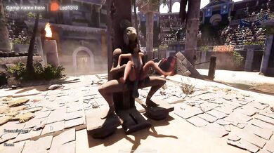 Lara Croft woke up a statue and now Lara is being fucked in every hole in front of 1,000 spectators. part 2