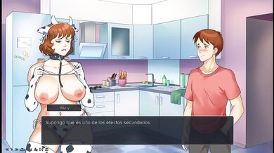 CHUPANDOLE LOS SENOS A UNA MADRASTRA CON COSPLAY HASTA SACARLE LA LECHE - milf plaza