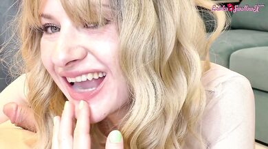 Sweet and gentle blowjob from a blonde