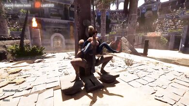 The ancient statue was aroused and was now rhythmically fucking Lara in all her holes. 3D Hentai. part 2