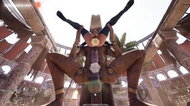 The ancient statue was aroused and was now rhythmically fucking Lara in all her holes. 3D Hentai