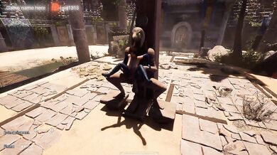 The ancient statue was aroused and was now rhythmically fucking Lara in all her holes. 3D Hentai