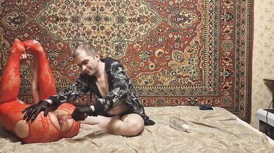 Man fuck beautiful Russian girl Anastasia anal dildo home amateur
