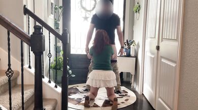 On My Knees With His Cock In My Throat As Soon As He Came In The Door