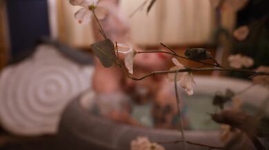 voyeur hot neighbors blowjob in hot tub