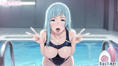 Jujutsu Kaisen swim suit hentai - Kasumi Miwa big tits swim suit blow job hentai By Egg2Art
