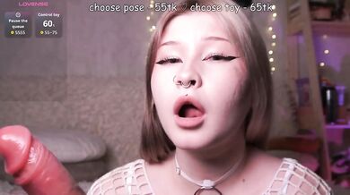 Sensual blowjob with a big dildo and face slapping - NesThiccDuo