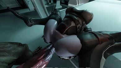 The mutant's huge cock destroyed her ass and filled it to the brim with sperm