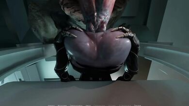 The mutant's huge cock destroyed her ass and filled it to the brim with sperm