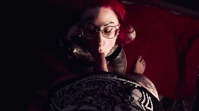 Cum on my glasses facial POV Tattooed, pierced alt girl, takes a load on her face and glasses