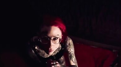 Cum on my glasses facial POV Tattooed, pierced alt girl, takes a load on her face and glasses
