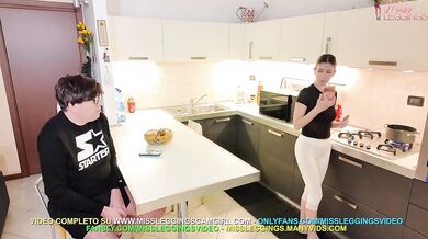 STEPMOM IN LEGGINGS CATCHES HER STEPSON'S FRIEND SECRETLY TAKING PICTURES OF HER IN THE KITCHEN