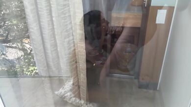 Slut Gets a MESSY FACIAL on a Hotel Balcony!!