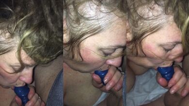 Condom blowjob