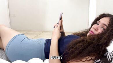 My beautiful curly-haired stepsister insists on sucking my cock and then she fucks me desperately