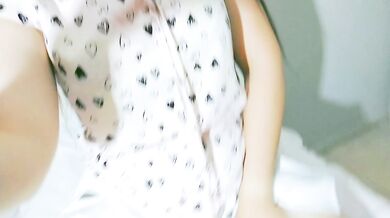 Just a cute girl wearing a white skirts and a cute tshirt being naughty, tongue fetish and masturbation