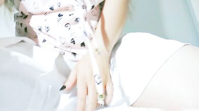Just a cute girl wearing a white skirts and a cute tshirt being naughty, tongue fetish and masturbation