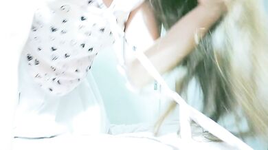 Just a cute girl wearing a white skirts and a cute tshirt being naughty, tongue fetish and masturbation