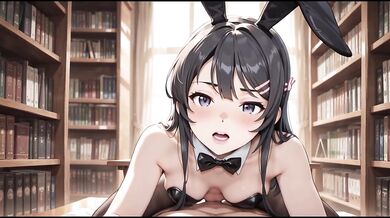 Bunny girl fucks you in the library (Mai Sakurajima)