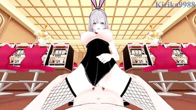 Shirogane Noel (Bunny Girl) and I have intense sex in the casino. - Hololive VTuber POV Hentai