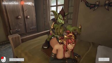 The goblin's dirty cock was in the noble, innocent pussy of the princess girl. 3D. part 2