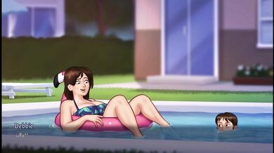 NUEVA ESCENA +18 summertime saga debbie piscina bajo el agua sexo intenso - summertime saga