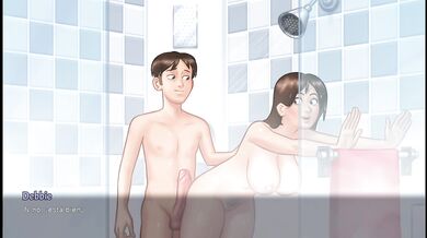 Collagen masturbating a stepmother in the bathroom until she reaches climax - Summertime Saga