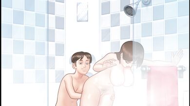 Collagen masturbating a stepmother in the bathroom until she reaches climax - Summertime Saga