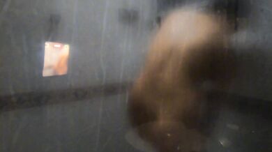 We finished having sex and she's still touching herself in the shower