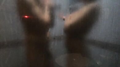 We finished having sex and she's still touching herself in the shower