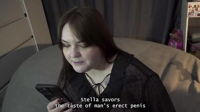 Porn story - Stella smirks with mischief while fucking her boyfriend with a strap-on