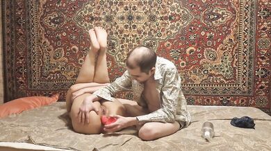 Man fuck cute Russian girl anal dildo homemade amateur