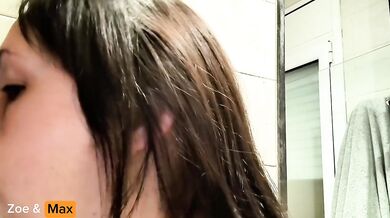 Blowjob shower ignites wild raw pleasure