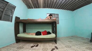 Caught in the act in the bunk bed, girlfriend upstairs, friend downstairs, boyfriend in the middle of adultery