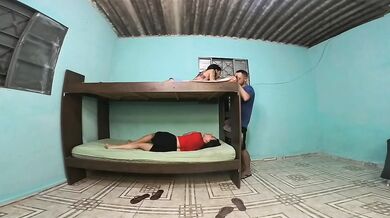 Caught in the act in the bunk bed, girlfriend upstairs, friend downstairs, boyfriend in the middle of adultery