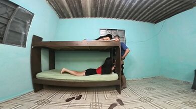 Caught in the act in the bunk bed, girlfriend upstairs, friend downstairs, boyfriend in the middle of adultery