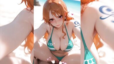 Nami can't stop squirting at the beach! Hentai [AI]