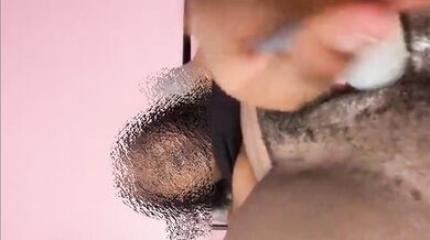 I got so horny, home alone, I decided to fuck my hairy pussy