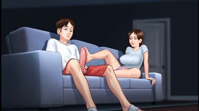 Stepmother helps her collagen masturbate using a better technique - Summertime Saga