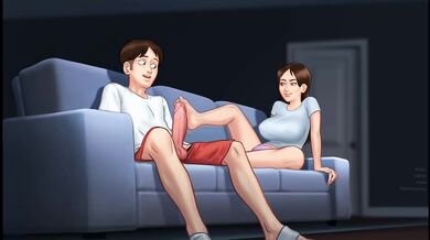 Stepmother helps her collagen masturbate using a better technique - Summertime Saga