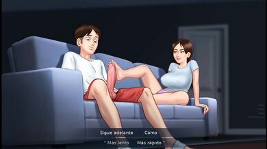 Stepmother helps her collagen masturbate using a better technique - Summertime Saga