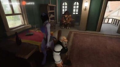 Troll's dick is much bigger so she sat on it with her ass. part 2